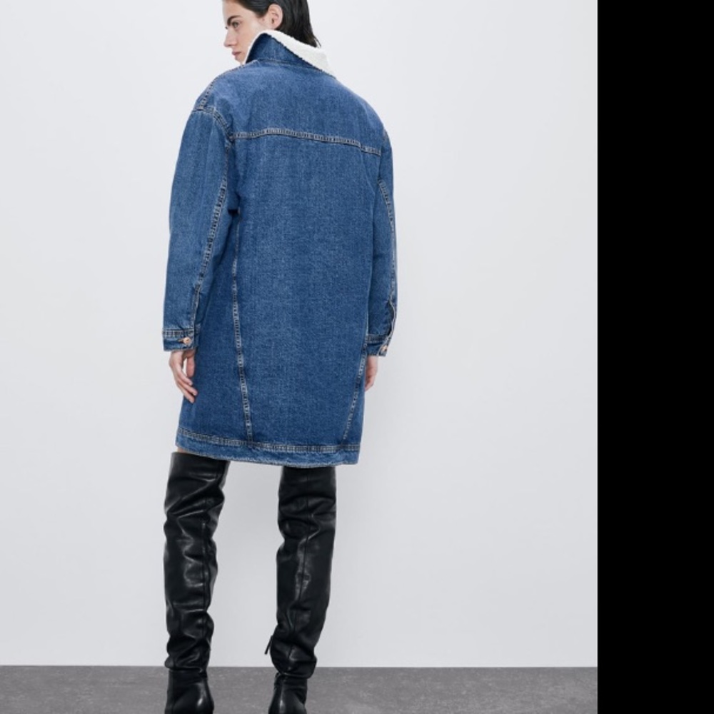 Zara over size denim jacket with fleece - Picture 6 of 7